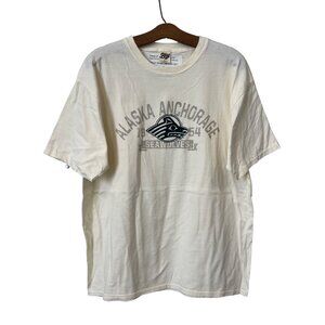 Blue 84 Alaska Anchorage 1954 Seawolves Graphic T Shirt Mens L Ivory Cotton NEW
